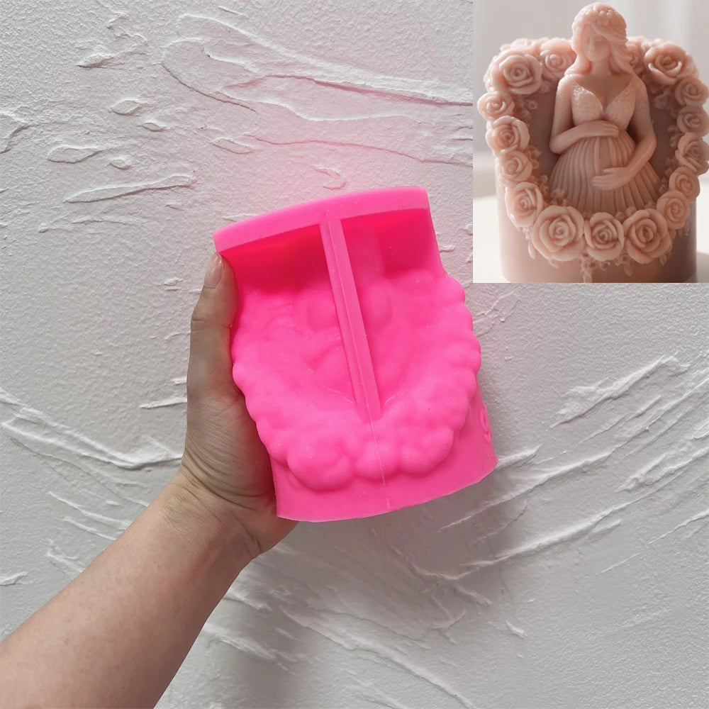Floral Pregnant Mother Silicone Candle Mold