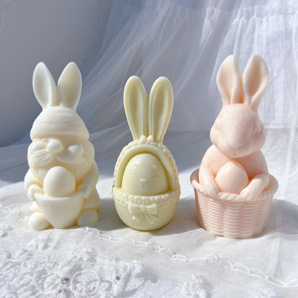 Easter Bunny Silicone Candle Mold - 3D Rabbit Wax Molds