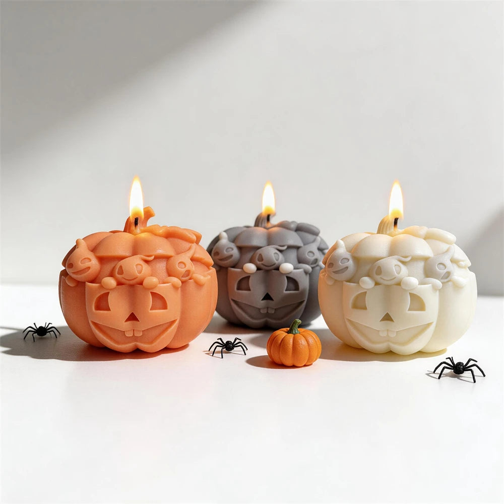 Ghost in Pumpkin Silicone Candle Mold for Halloween