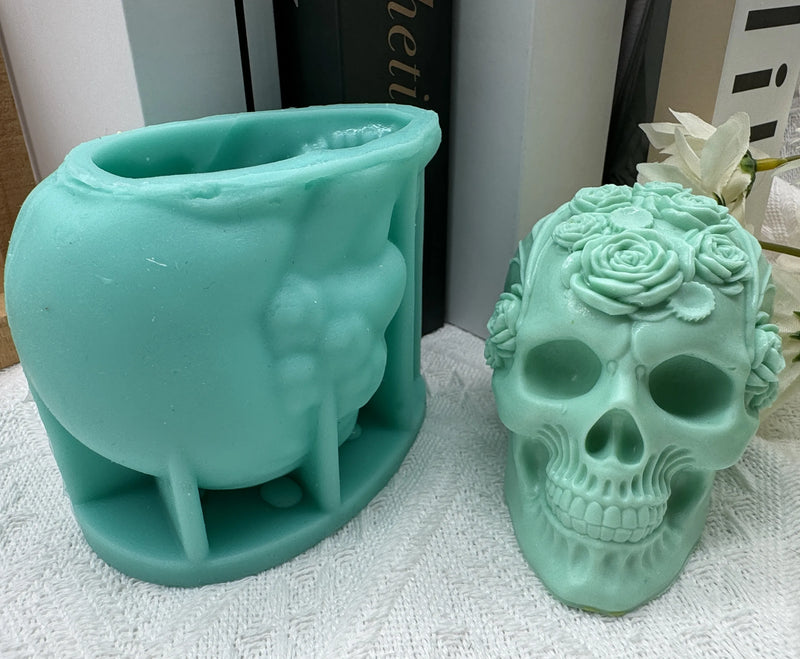 Flower Skull Candle Mold