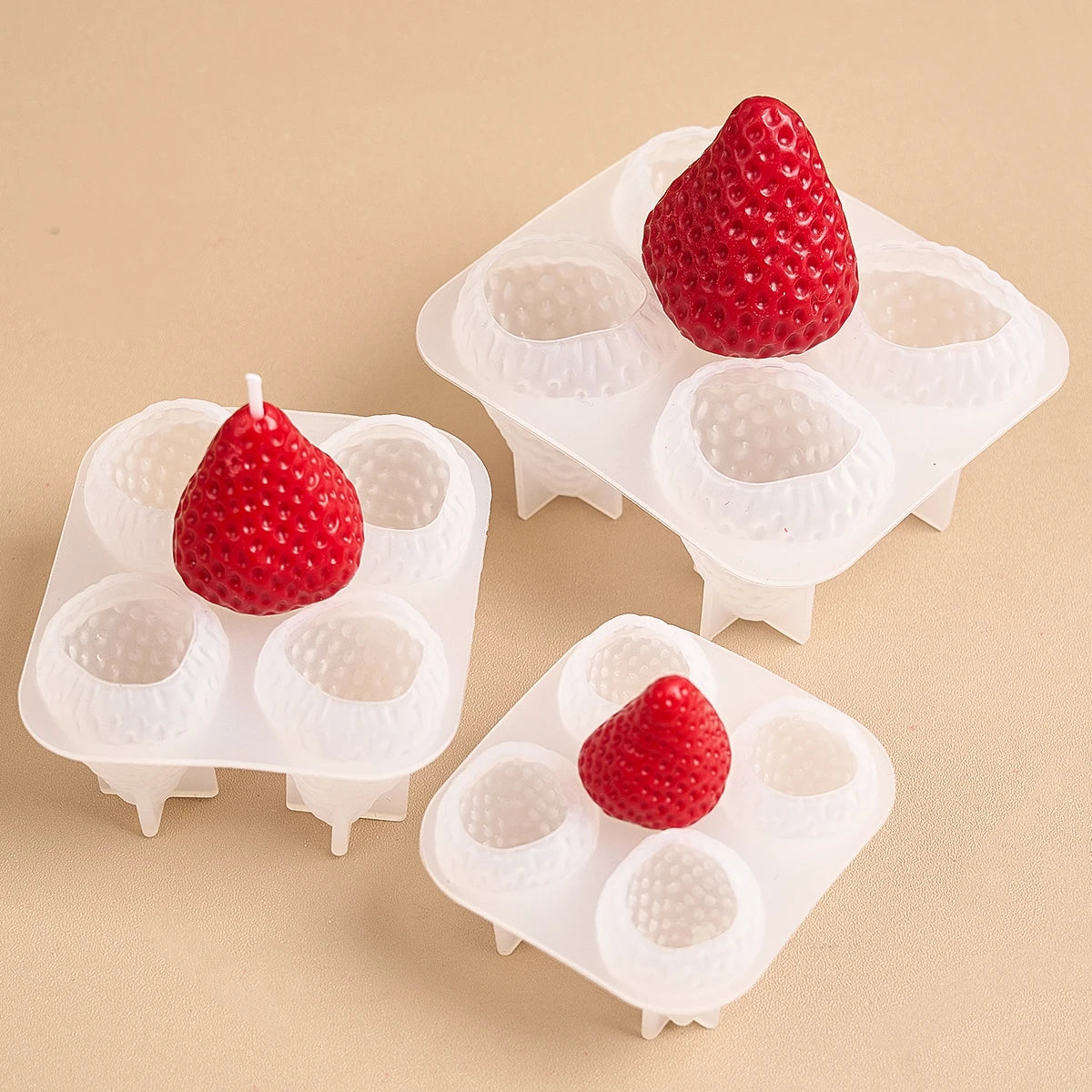 Strawberry Shaped Silicone Candle Mold 4PCS/1PC S/M/L