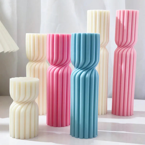 Cylindrical Stripe Pillar Candle Mold