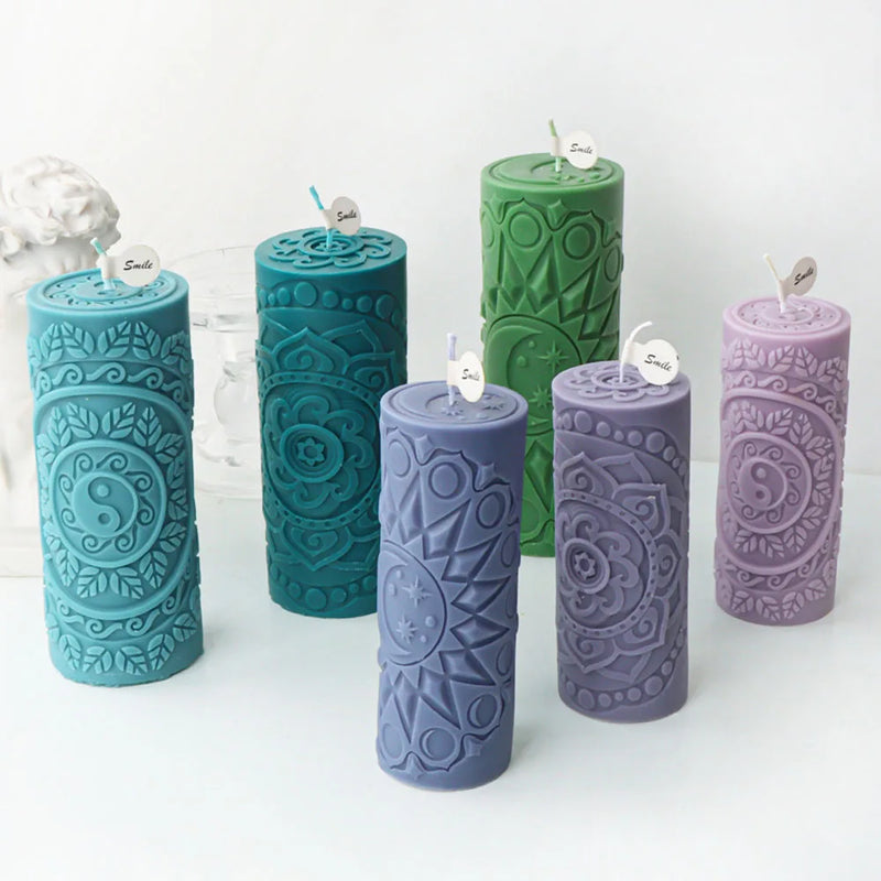 Cylinderical Relief Pattern Candle Mold Silicone