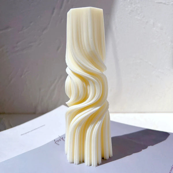 Wave Pillar Swirl Candle Silicone Mold