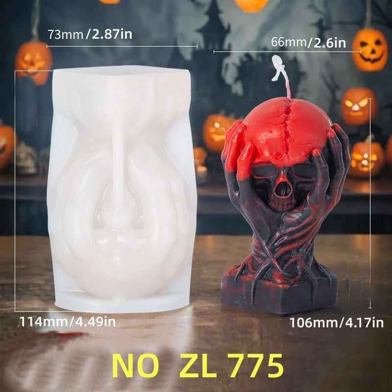 Halloween Handheld Rose Skull Candle Mold