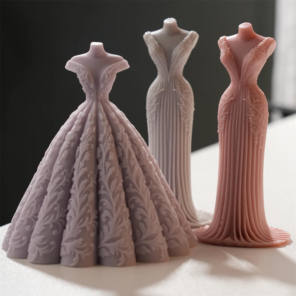 3D Wedding Dress Silicone Candle Mold