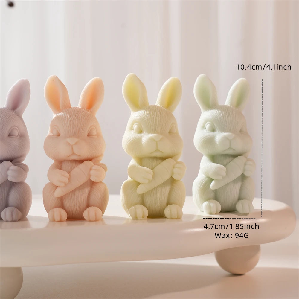 Easter Rabbit Holding Carrot Silicone Candle Mold