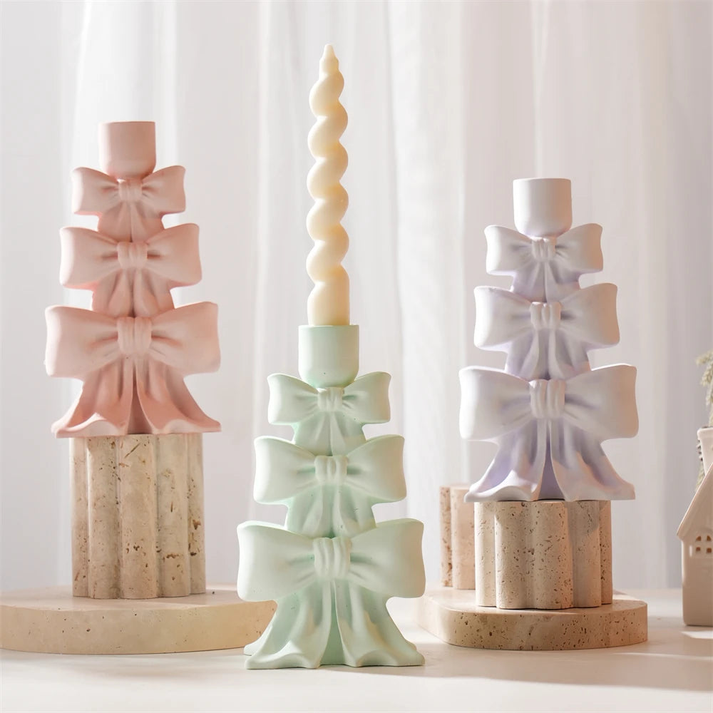Christmas Bowknot Tree Candle Holder Silicone Mold