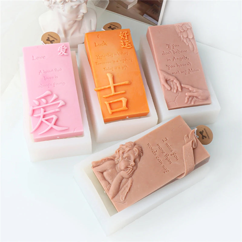 Luck Angel Slogan Letter Silicone Candle Mold