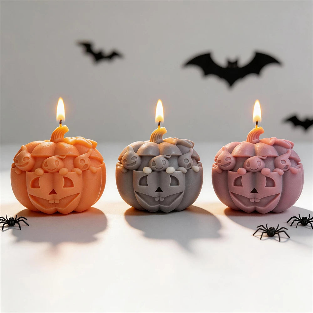 Ghost in Pumpkin Silicone Candle Mold for Halloween