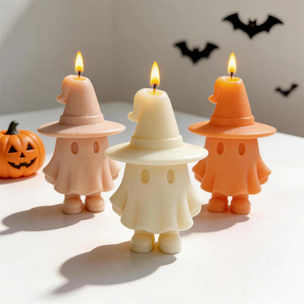 Cute Ghost Witch Silicone Candle Mold for Halloween