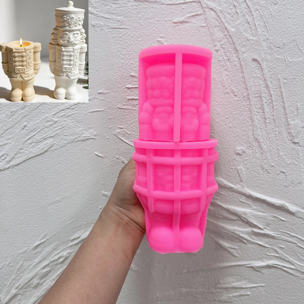 Nutcracker candle jar silicone mold with ornate soldier uniform details