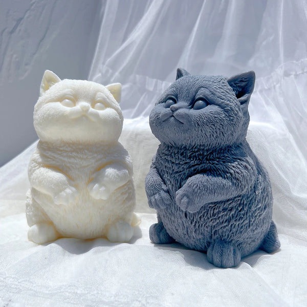 Standing Cute Cat Candle Silicone Mold