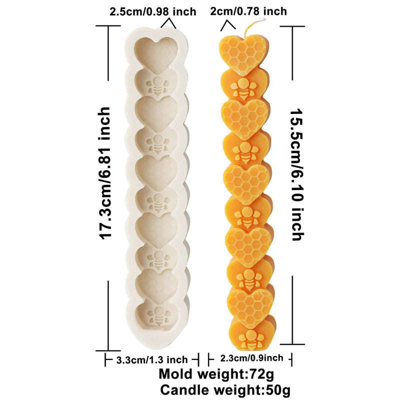 Honeycomb Flower Bee Long Pillar Candle Silicone Mold