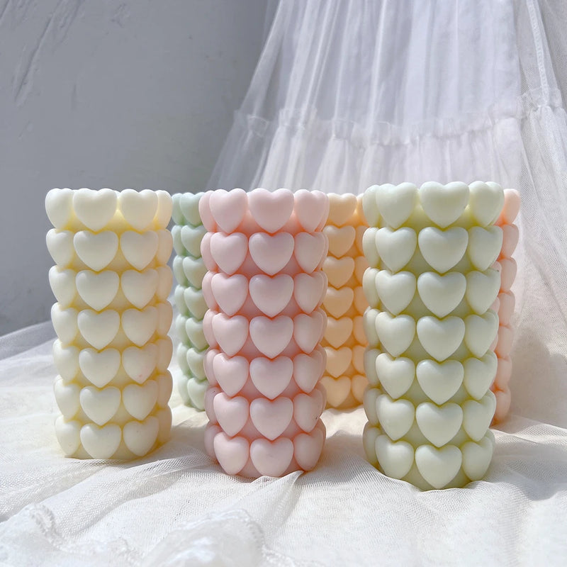 Heart Pillar Silicone Candle Mold: Wedding & Anniversary Gift
