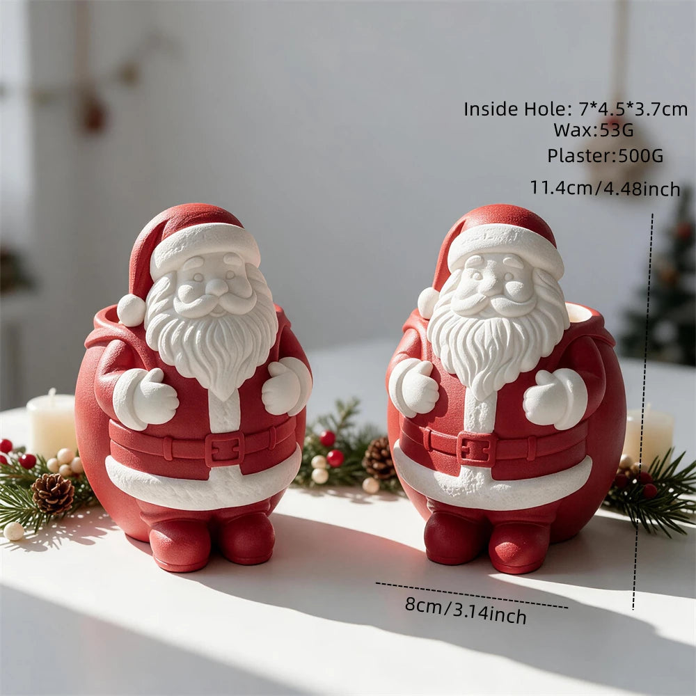 Santa Claus candle vessel showing 11.4 cm height and 8 cm width