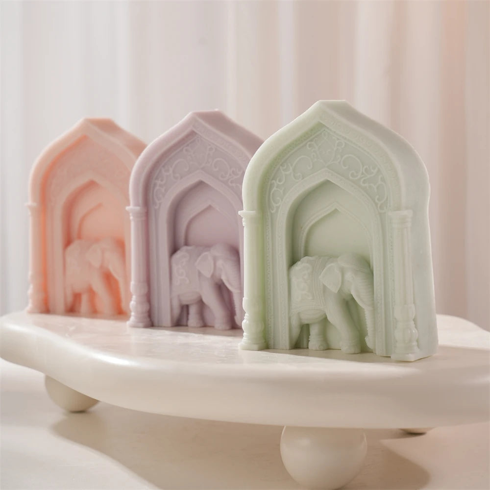 Mughal Boho Elephant Arch Silicone Candle Mold