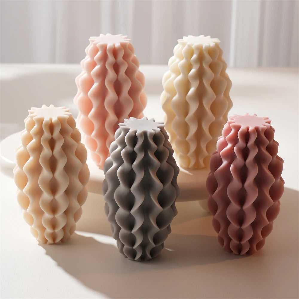 Geometric Wave Twirl Pillar Candle Silicone Mold