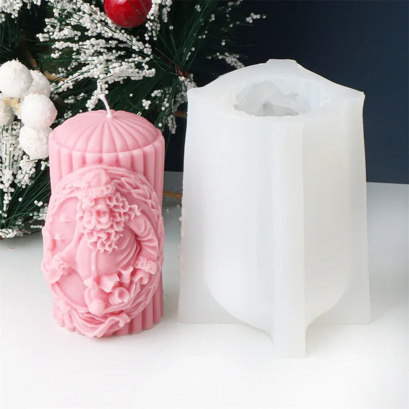 Christmas Cylindrical Candle Silicone Mold