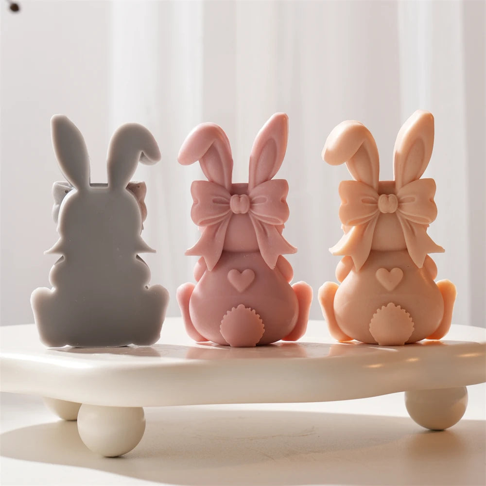 3D Heart Bowknot Bunny Silicone Candle Mold