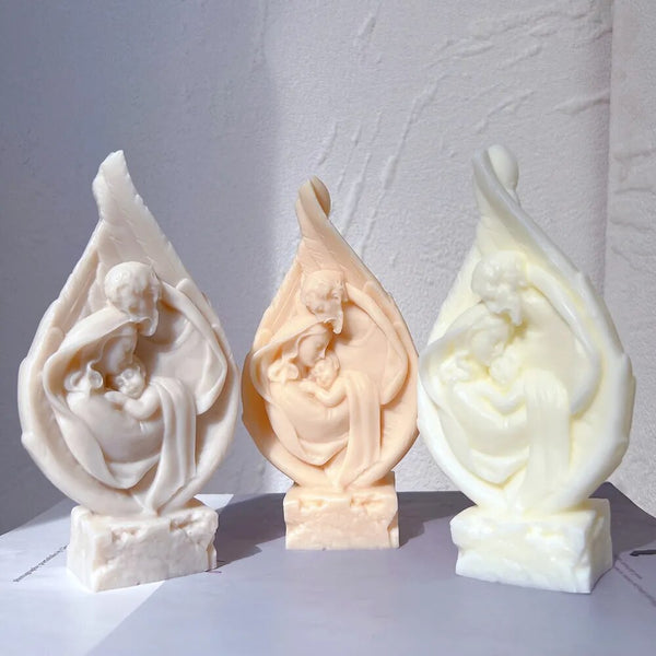 Angel Wing Holy Family Jesus Mary with Child Candle Mold