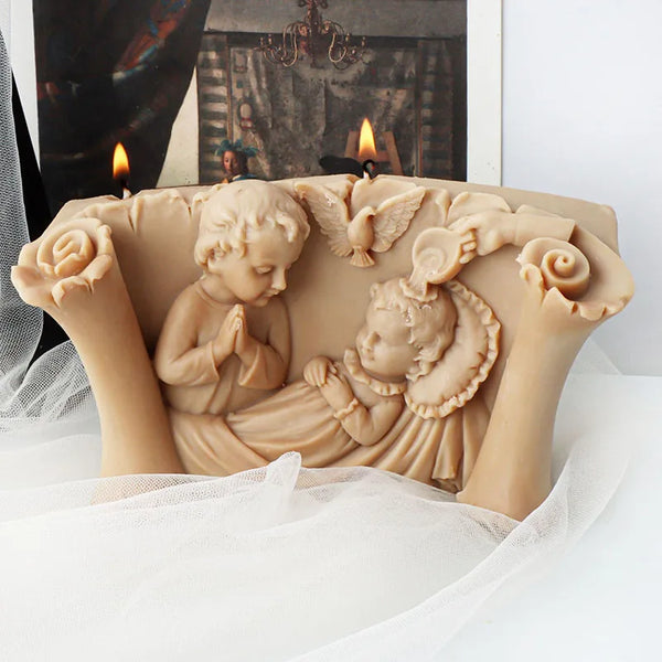 Large size Scroll Boy and Girl Candle Mold