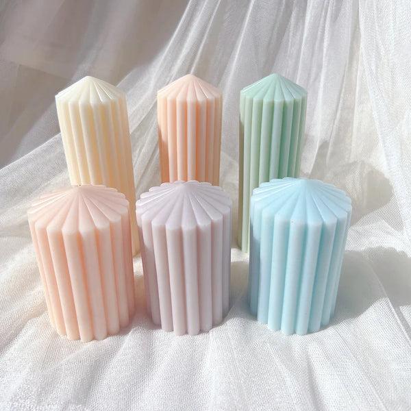 Unique Striped Column Pillar Candle Mold Silicone