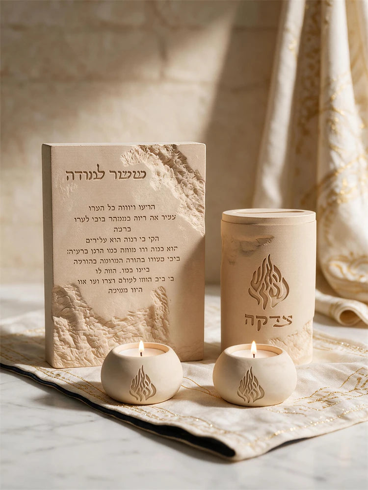 Hebrew academic success prayer plaque with stone-effect relief