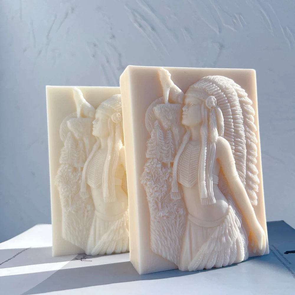 Ameican Indian Hunter Woman Candle Mold