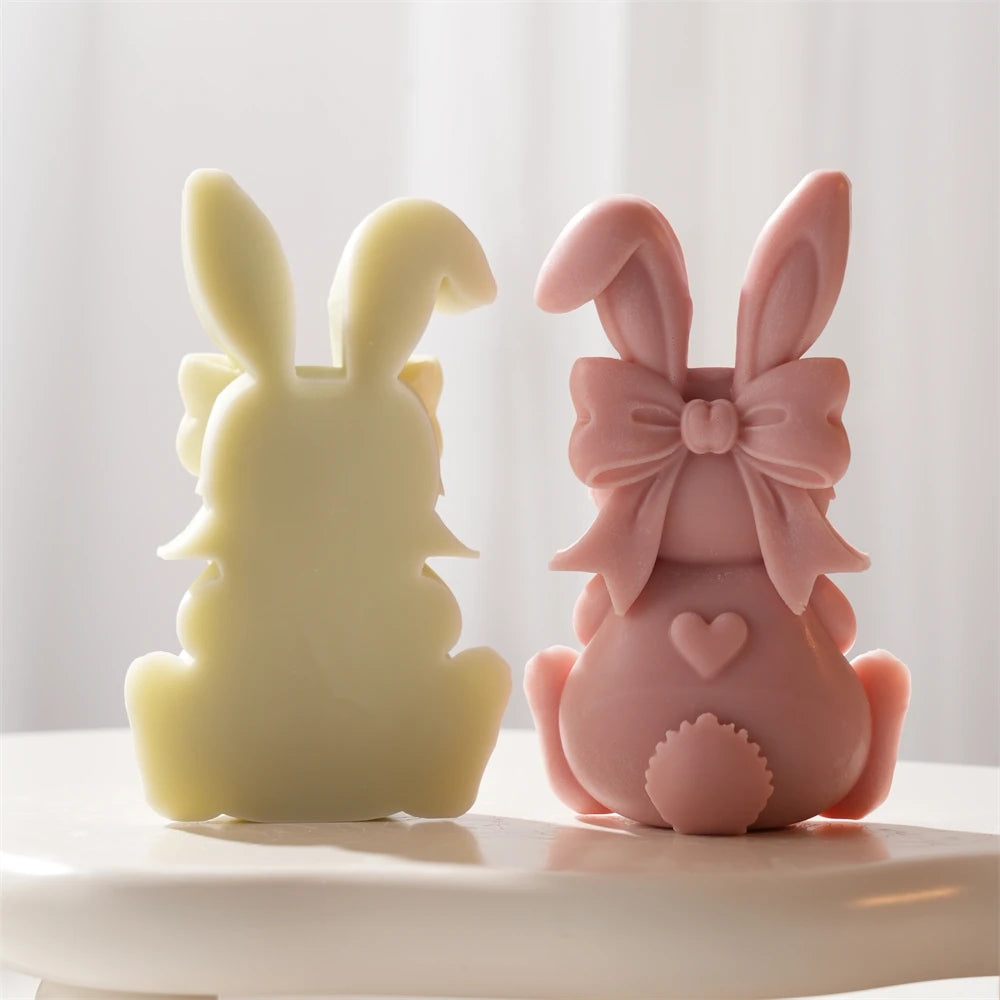 3D Heart Bowknot Bunny Silicone Candle Mold