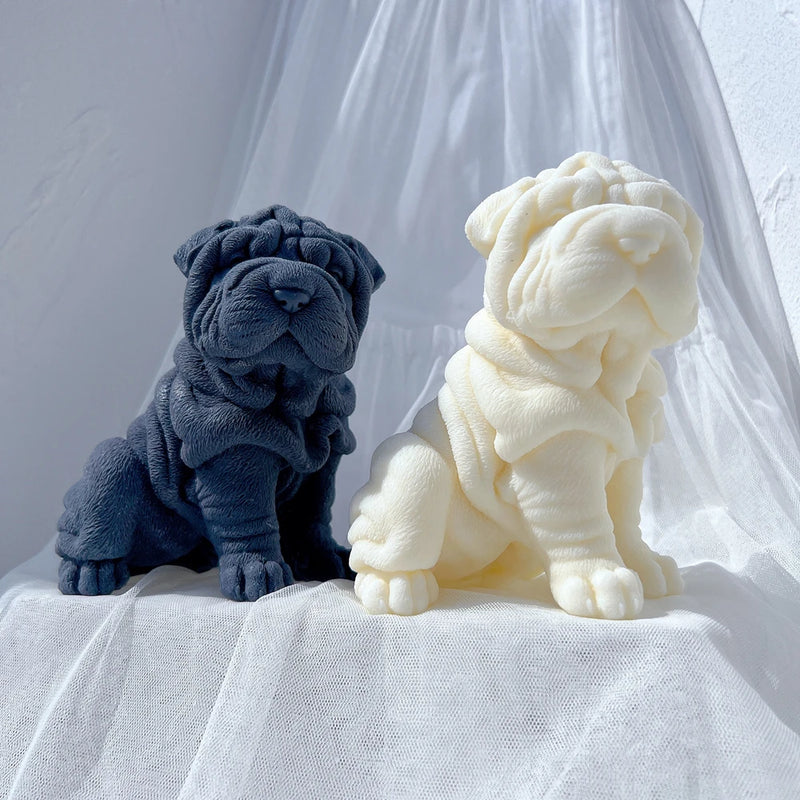 Shar Pei Dog Puppy Silcione Candle Mold