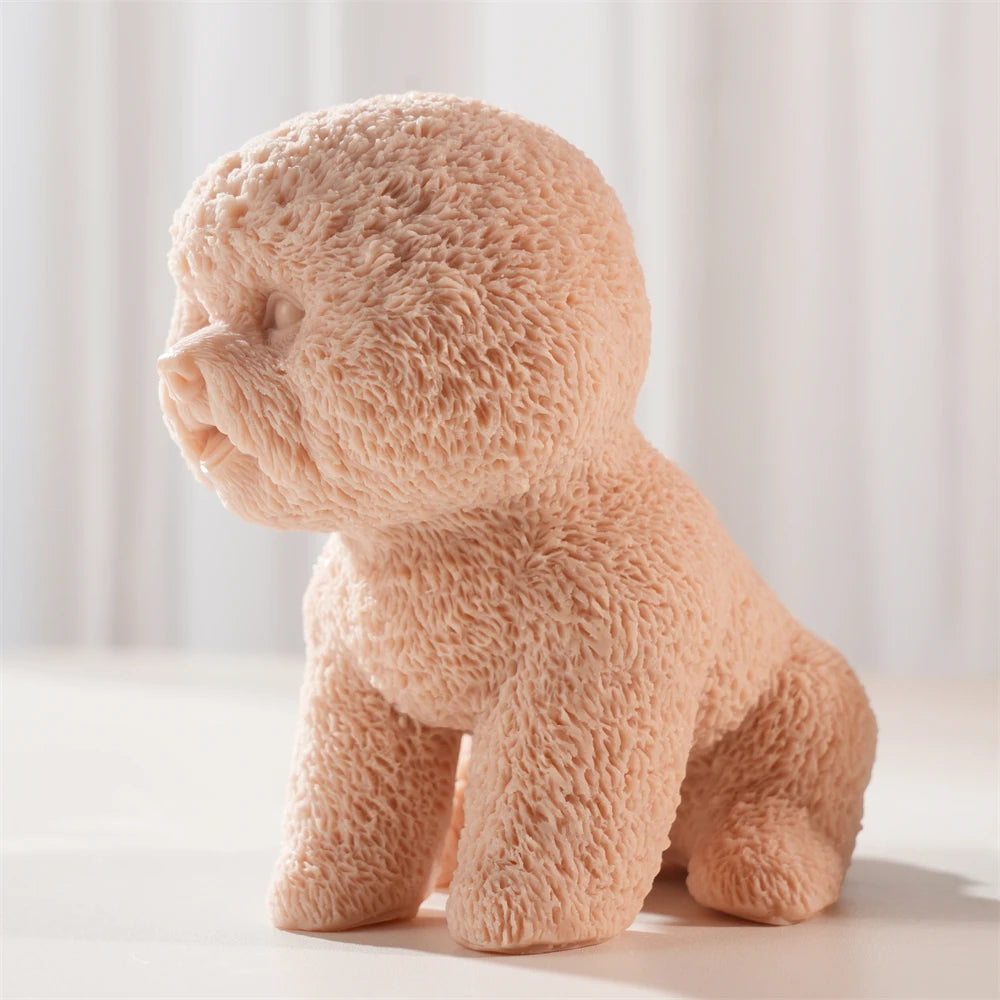 Fluffy Bichon Frise Puppy Silicone Candle Mold