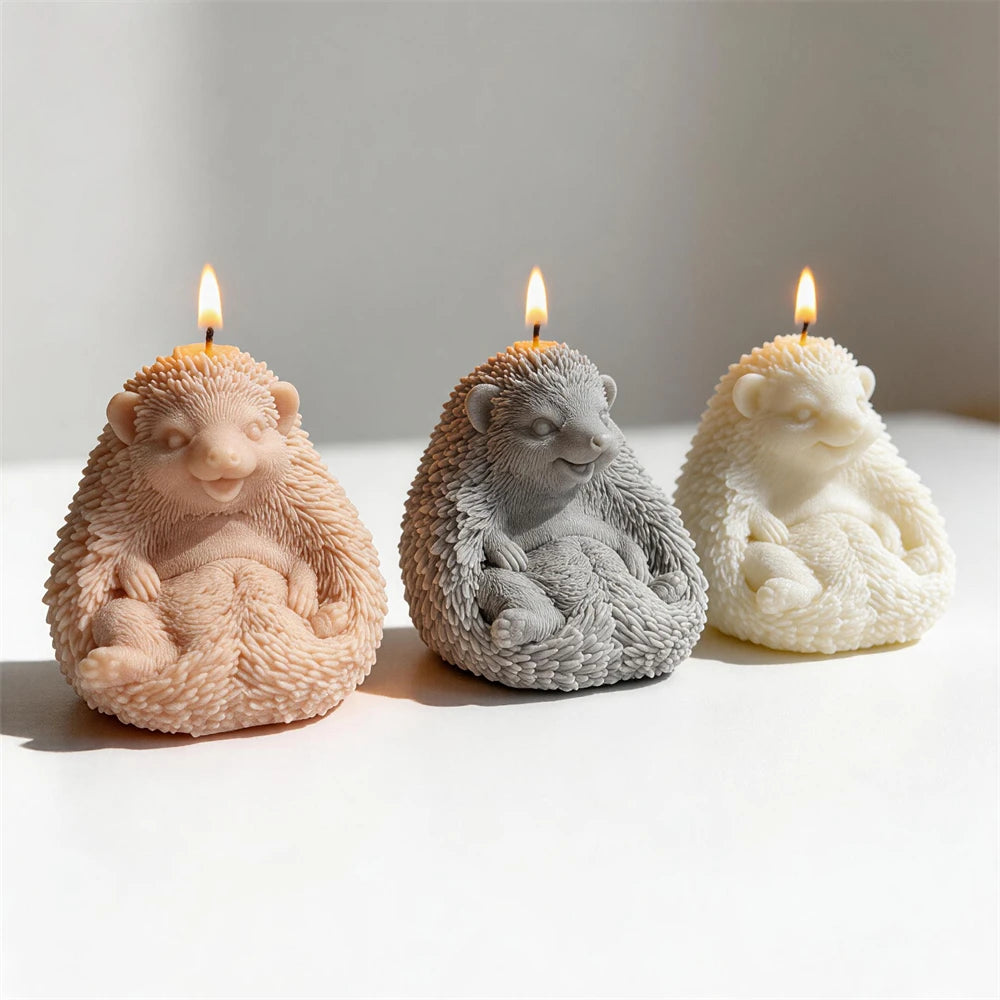 Sitting Hedgehog Silicone Candle Mold for Home Decor