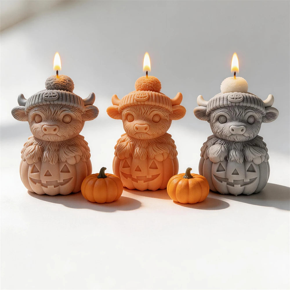 Highland Cow Pumpkin Silicone Candle Mold for Halloween