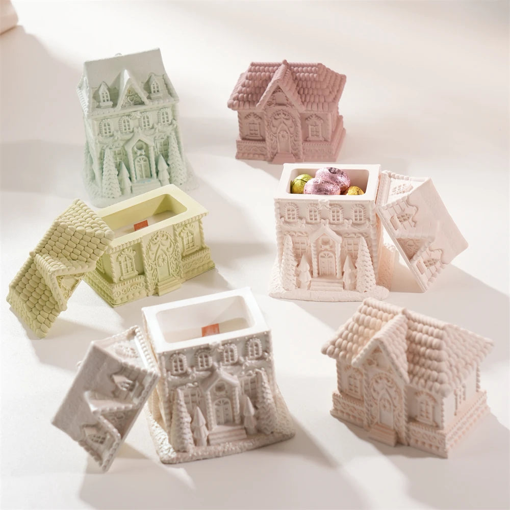Gingerbread House Candle Jar Mold for DIY Christmas Candles