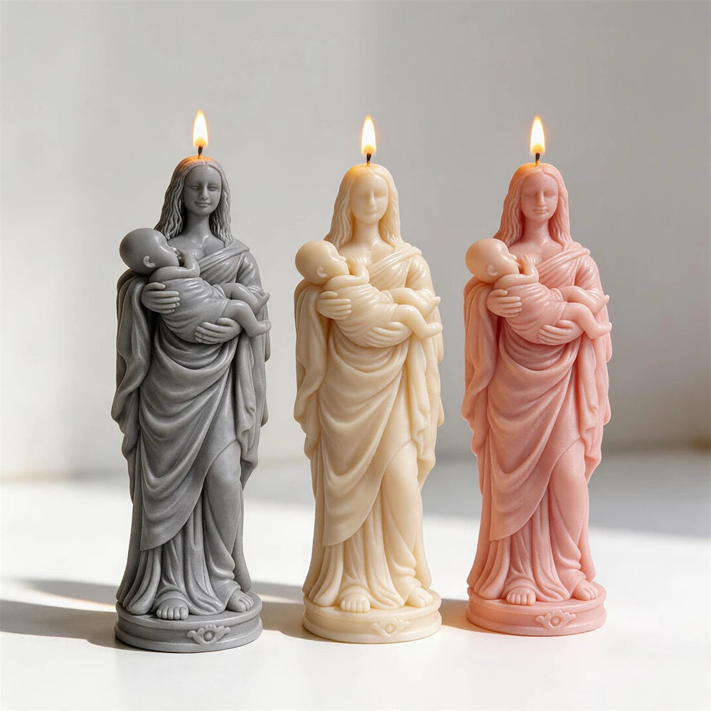 Woman and Baby Statue Silicone Candle Mold