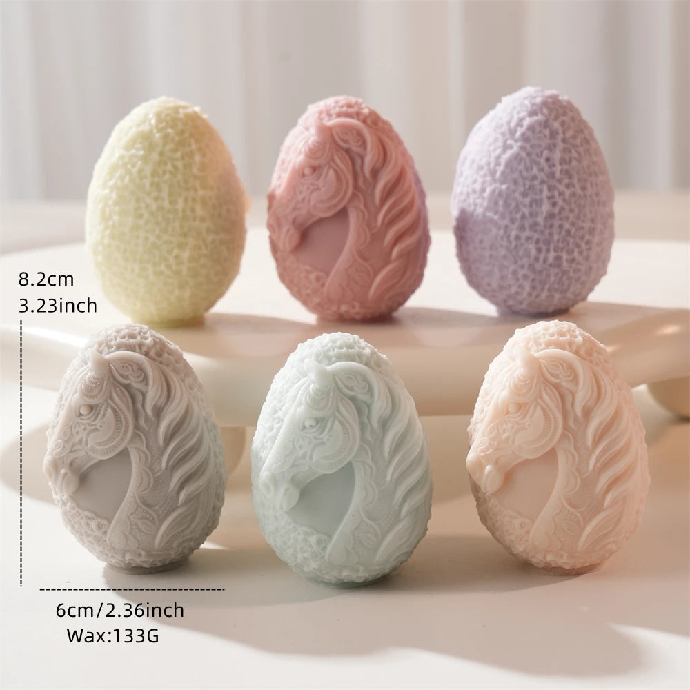 Lace Horse Egg Candle Silicone Mold for Easter Decor