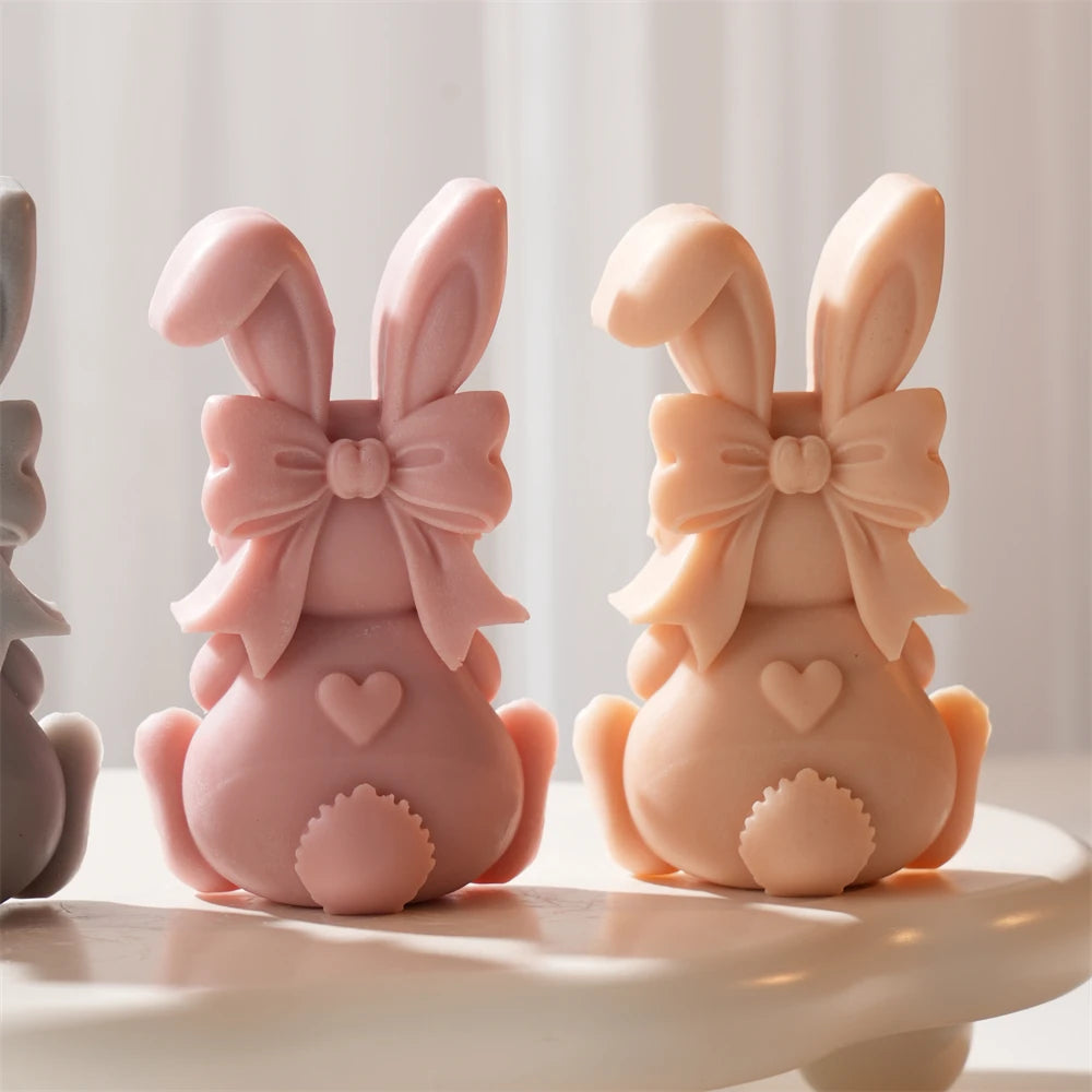 3D Heart Bowknot Bunny Silicone Candle Mold