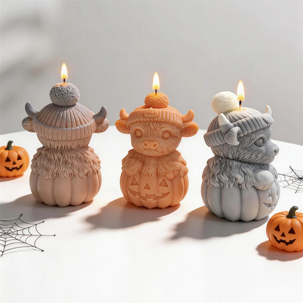Highland Cow Pumpkin Silicone Candle Mold for Halloween