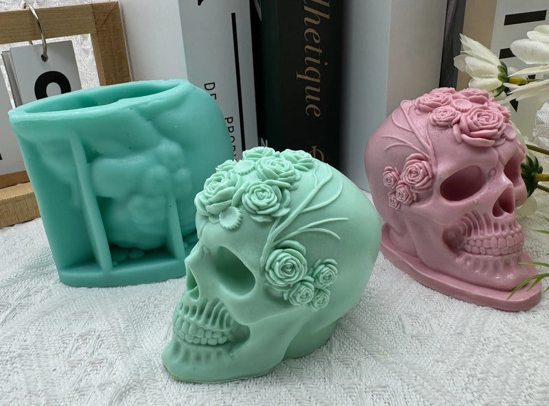 Flower Skull Candle Mold