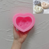 Sleeping Bear in Heart Shape Candle Mold