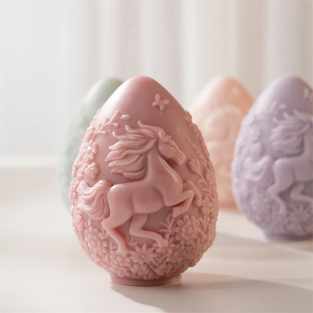 Horse Egg Candle Silicone Mold for Easter Decor