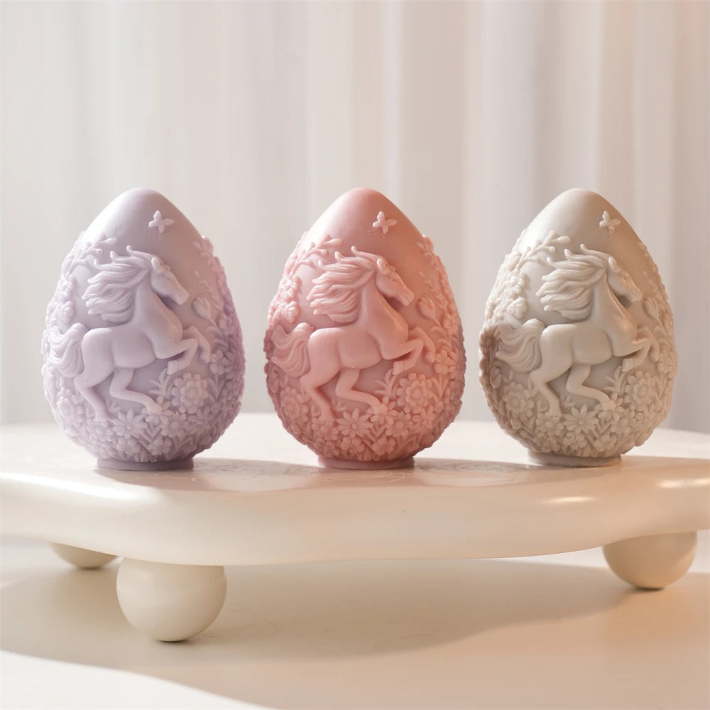 Horse Egg Candle Silicone Mold for Easter Decor