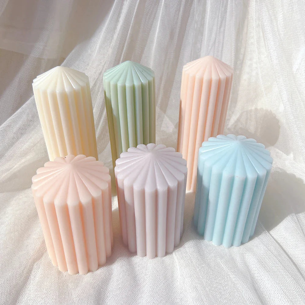 Unique Striped Column Pillar Candle Mold Silicone