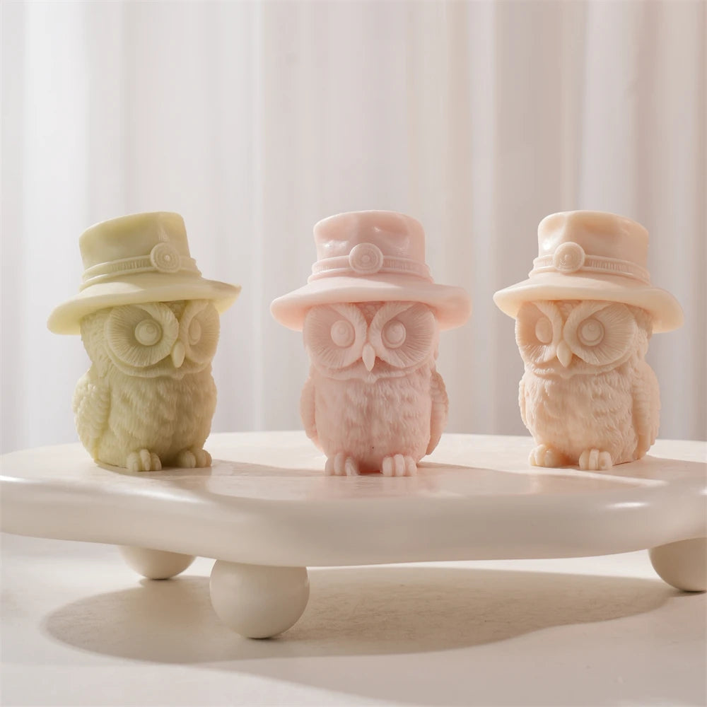 Hat Owl Candle Silicone Mold for DIY Crafts