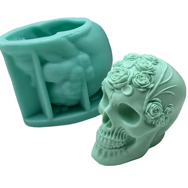 Flower Skull Candle Mold