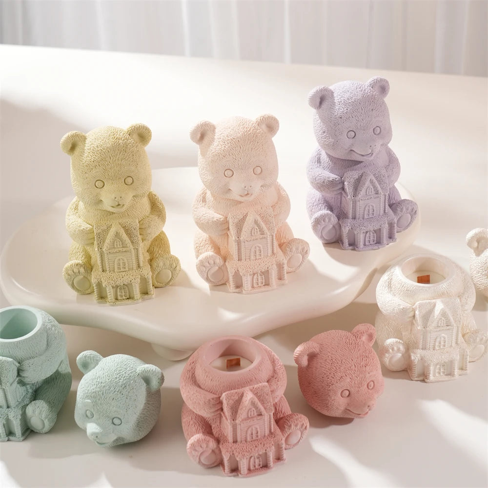 Bunny & Bear House Candle Jar Mold – Cute Silicone Mould