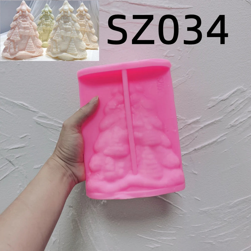 15CM Details Christmas Tree Silicone Candle Mold