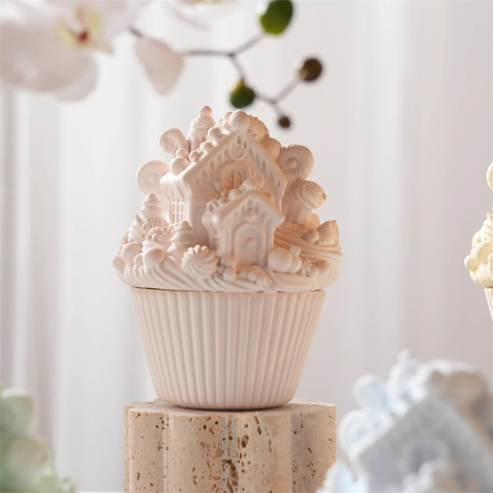 Christmas Cupcake Candle Holder Mold with Lid