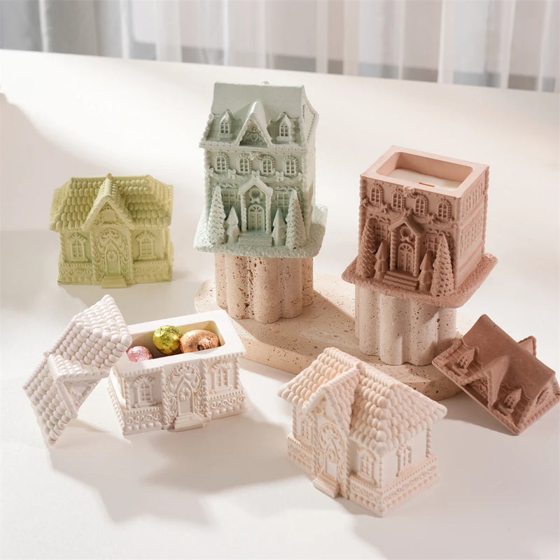 Gingerbread House Candle Jar Mold for DIY Christmas Candles